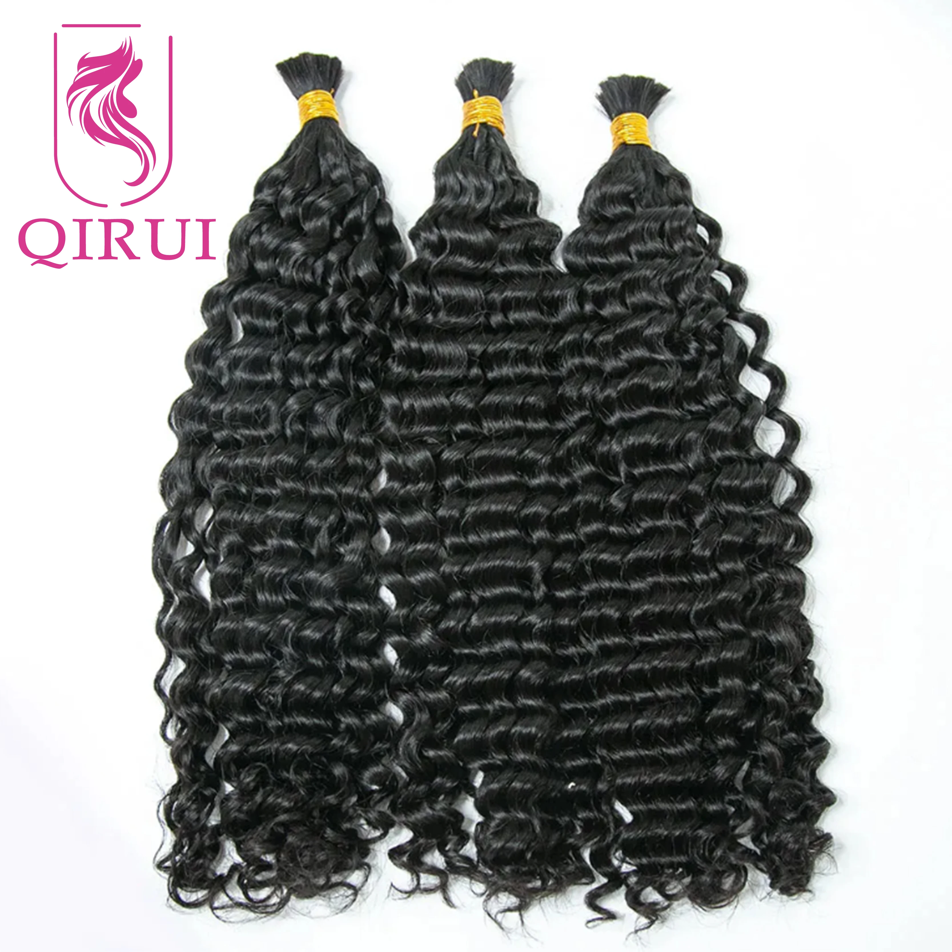 Deep Curly Braiding Hair Human Hair Extensions Double Drawn Bulk Human Hair Kinky Curly For Braiding Bundles Boho Braids