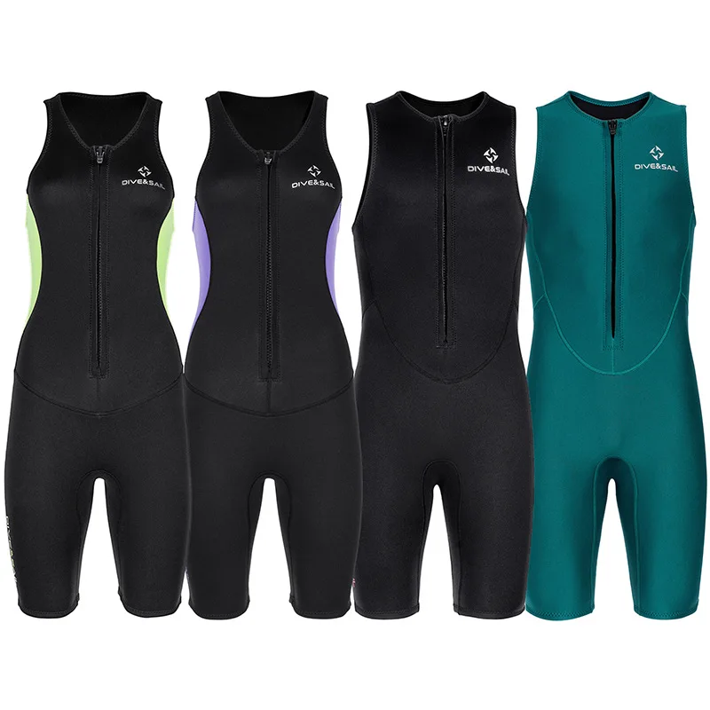 

2MM Front Zip One Piece Warm Diving Suit Thickened Wetsuit Sleeveless Snorkeling Surfing Gear
