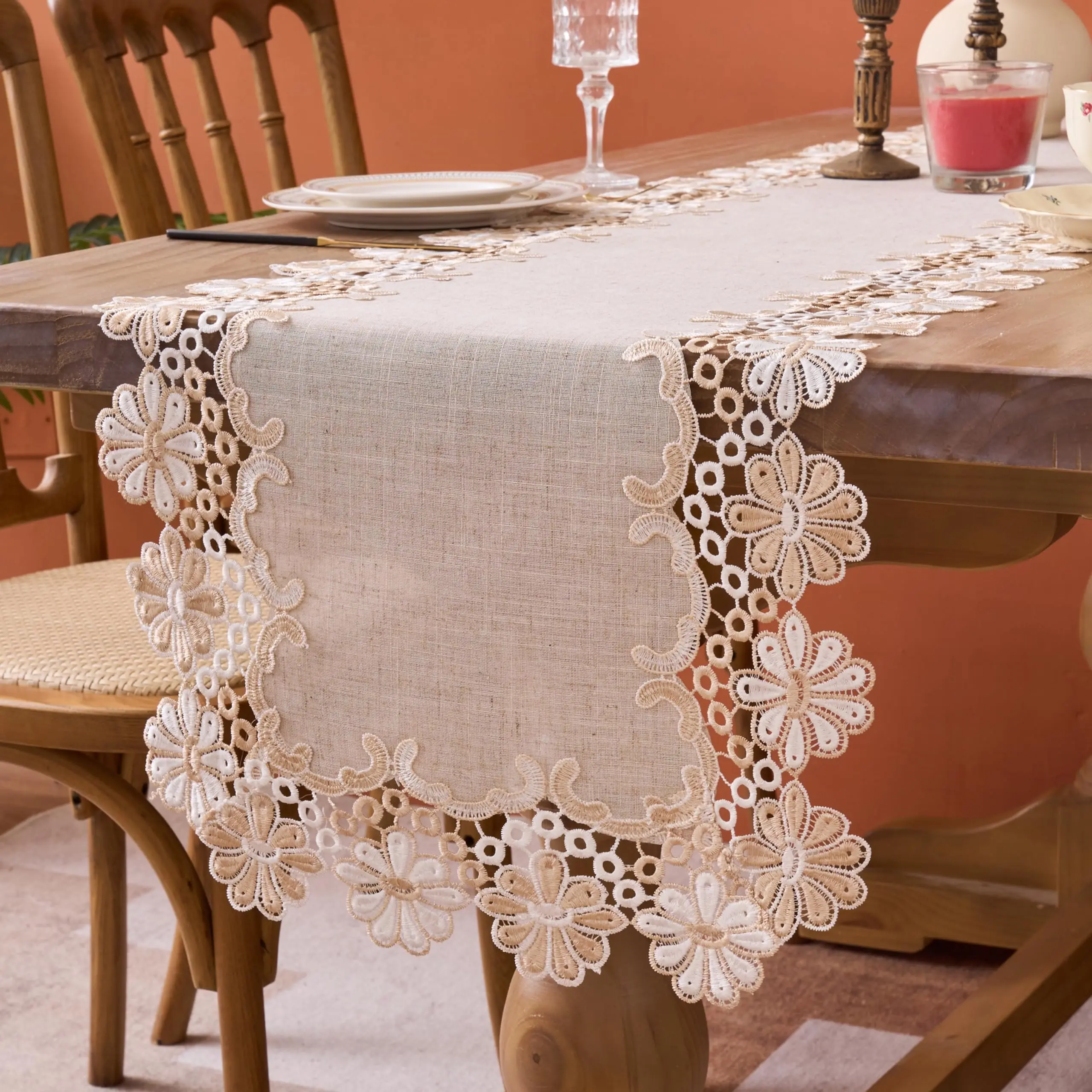 

Farmhouse Rustic Lace Table Runner for Home Decor Room Decor Farmhouse Rusitic Macrame Table Runner for Dining Bedroom