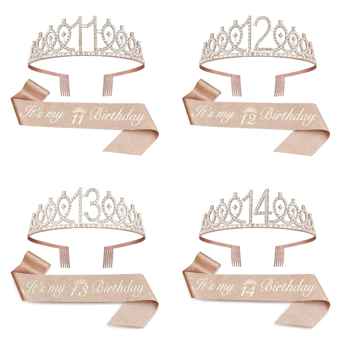 Birthday Tiara & Sash Set for Women & Girls