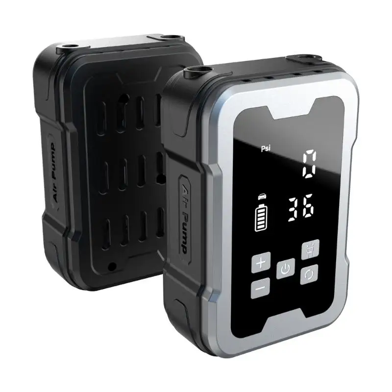 Handheld Rechargeable Wireless Tire Pressure Inflator Air Compressor With Extended Hose and LED Warning Light for Outdoor