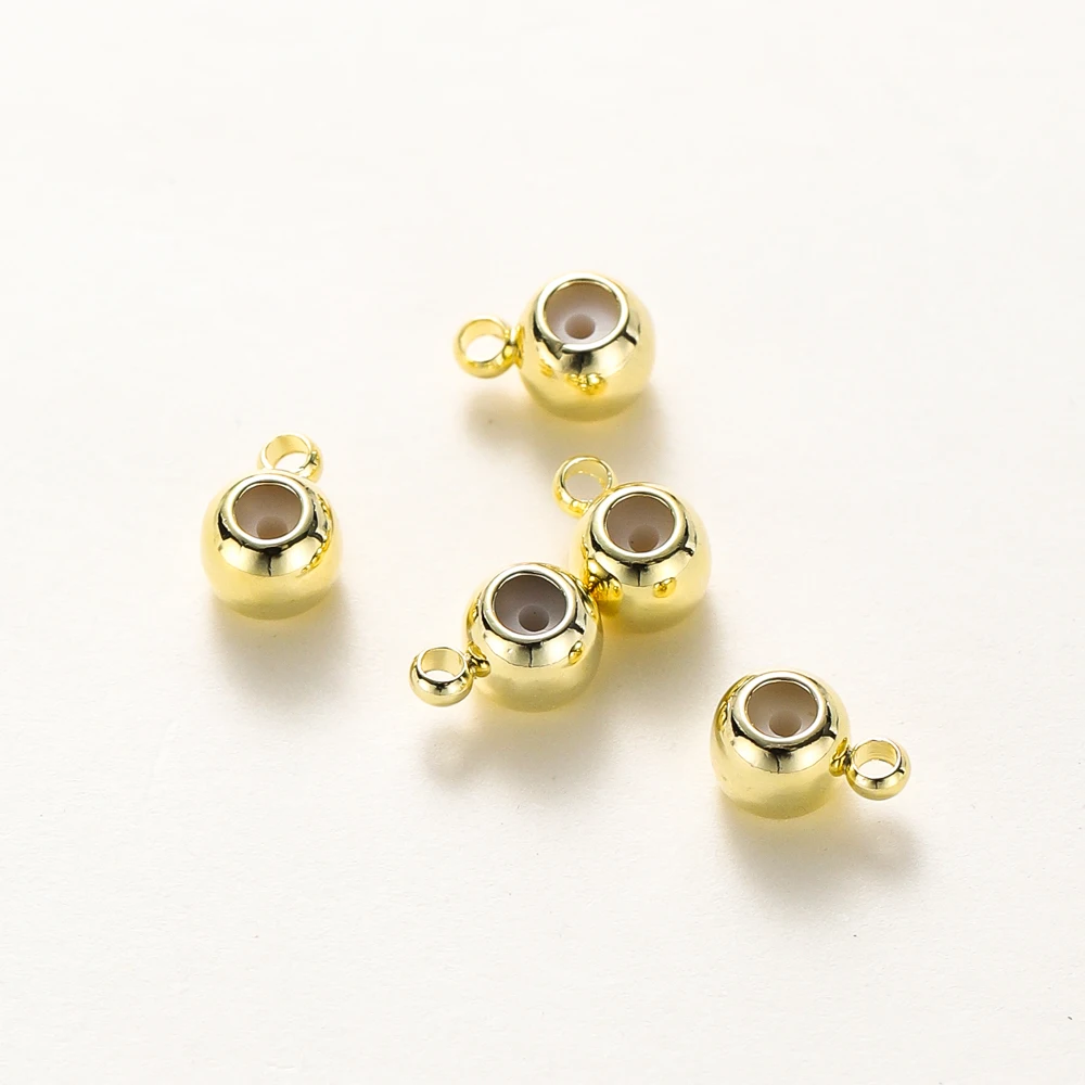 10Pcs 14K/18K Gold Color Plated Brass 3mm/4mm/5mm Positioning End Beads Chain Connector DIY Jewelry Making Supplies