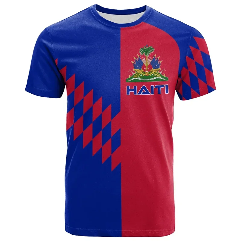 HAITI Flag 3D Print Sports Quick-dry Breathable Men T-shirt Outdoor Football Jersey Team Short-sleeve Parent-child Top Clothes