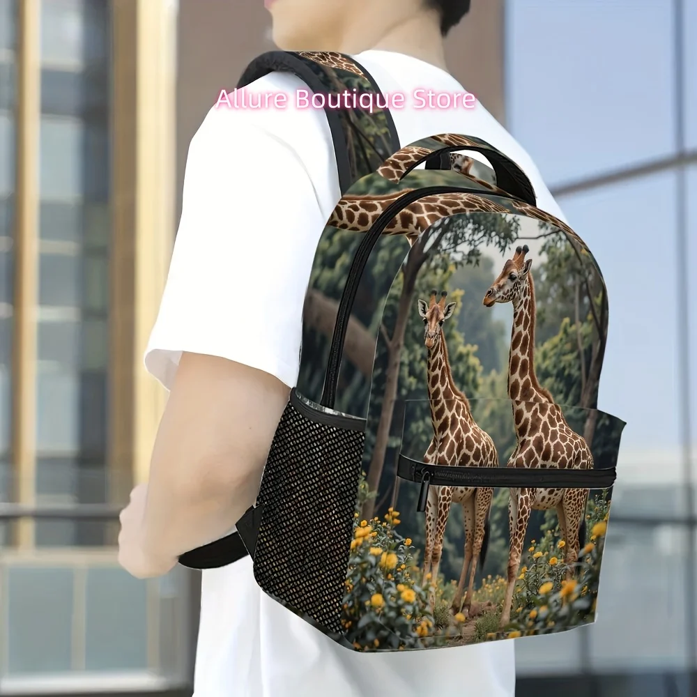 1pc Giraffe Print Backpack - Stylish & Spacious, Lightweight with Zipper Closure, Perfect for Work, School & Weekend Adventures,