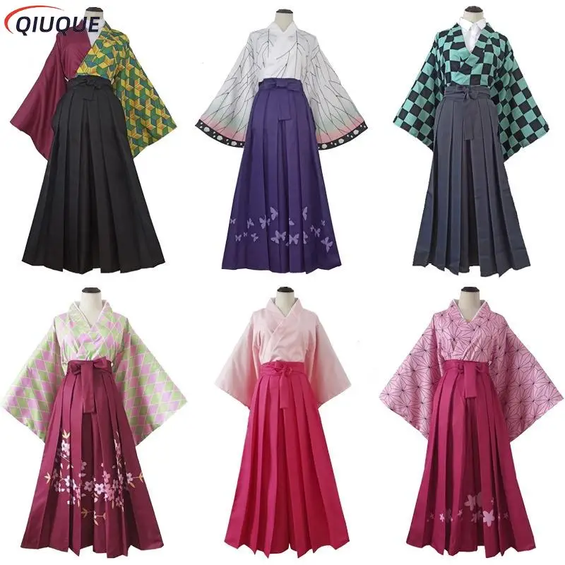 Kamado Tanjirou Nezuko Kochou Shinobu Tomioka Giyuu Kanroji Mitsuri Tsuyuri Kanao Cosplay Costume Kimono Dress Anime Suit