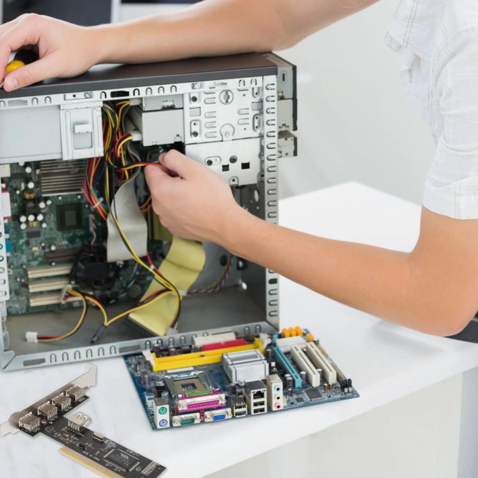 

5 Port USB 2.0pcsi-E Extension Adapter Pcie Riser Card Support Pci Bus 33Mhz USB 2.0 Compliant Universal Host Controller