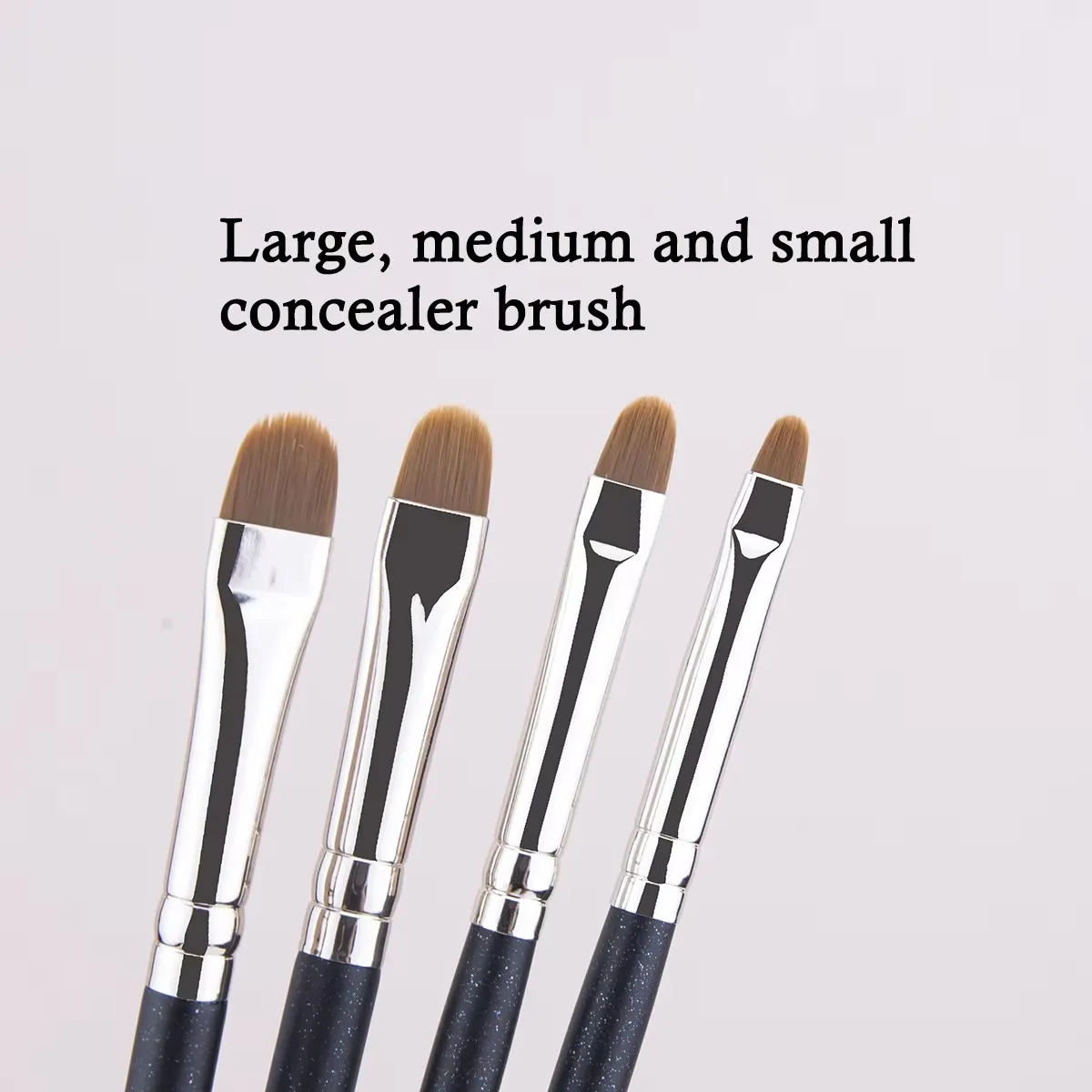 Pinceau de Maquillage Professionnel pour Fond de Teint et Correcteur – Outil de Maquillage pour Contour Liquide et Crème – 4 Tailles Disponibles : Plat, Rond, Ultra-fin