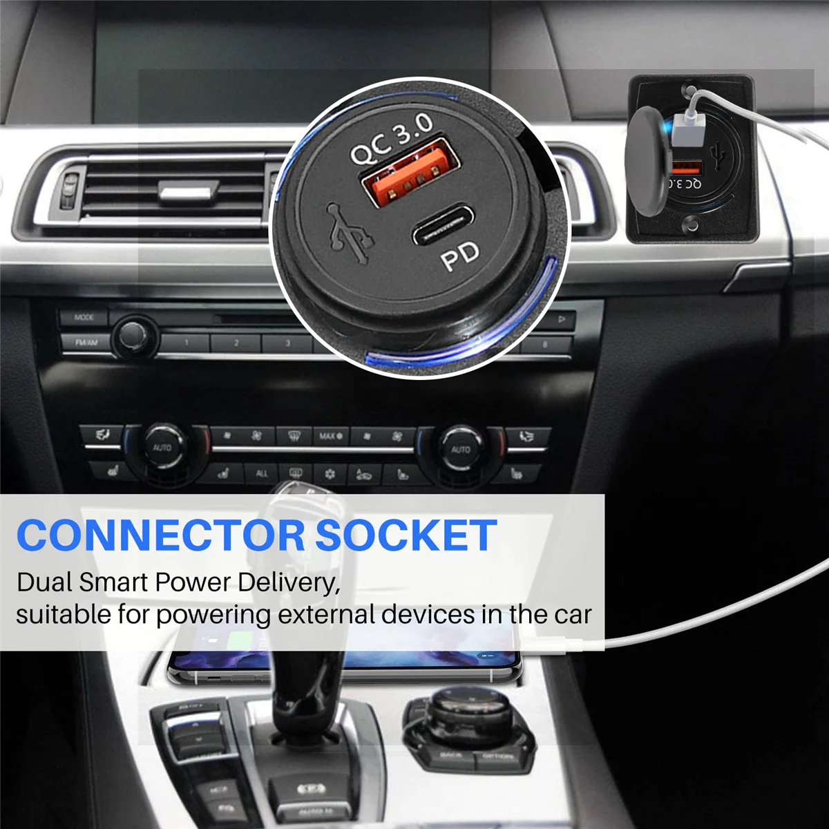 차량용 충전기 소켓 18W 및 QC 3.0 USB 급속 충전 소켓, 빠른 충전 3.0 QC 3.0, 자동차 보트 해양 Rv 모바일용