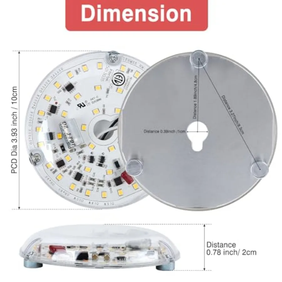 BeVisible N Glow ETL Listed 1 Pack 3.93'' Retrofit Light Kit for Ceiling Flush Ceiling Fan Light Replacement Panel PCB 18W 3000 view 5