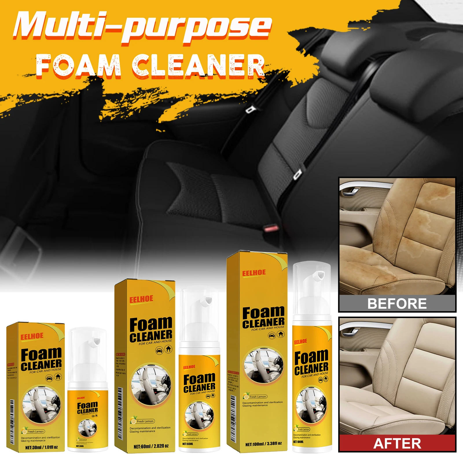 30/100ml Multi-Purpose Foam Cleaner Spray Leather Cleaning Auto Home Large Capacity Foam Cleaners for Car Wash Maintenance