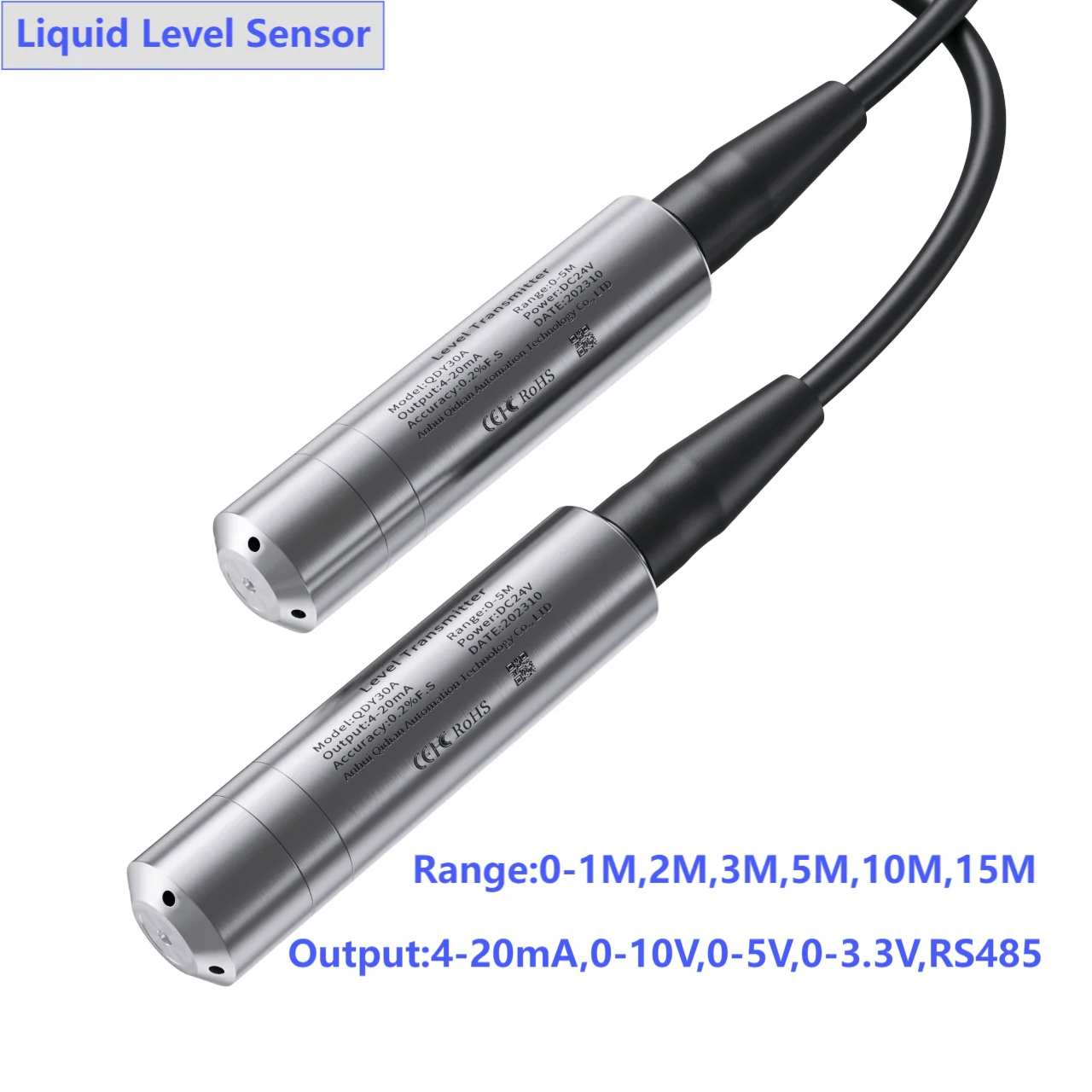 Liquid Level Transmitter 0-5m to 4-20mA 0-10V Liquid Level Sensor Probe DC24V Liquid Level Transducer 0-10M 0-15M