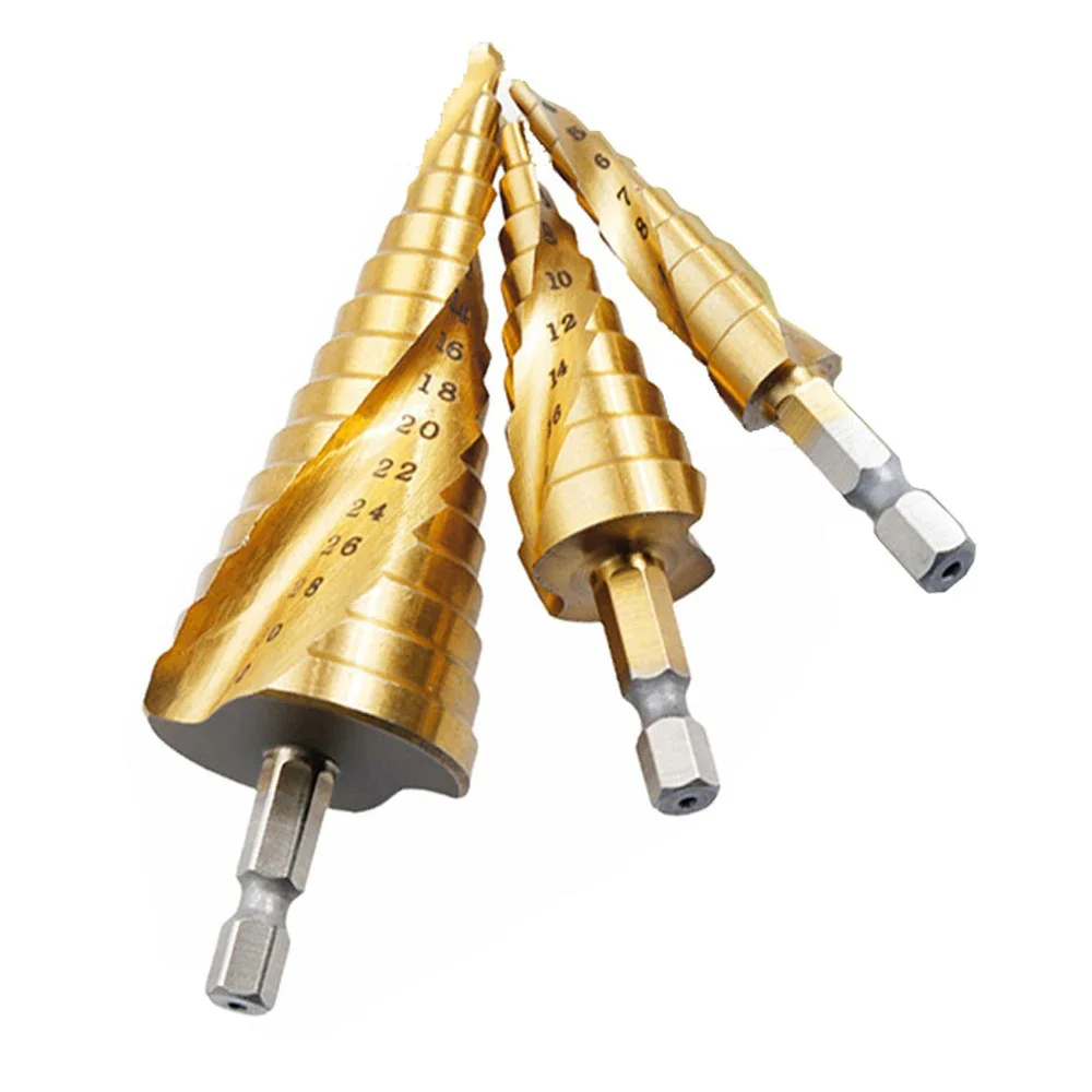 4-12 20 32mm HSS Punta da trapano centrale scanalata a spirale Carburo solido Titanio Punta da trapano a cono Accessori per trapano