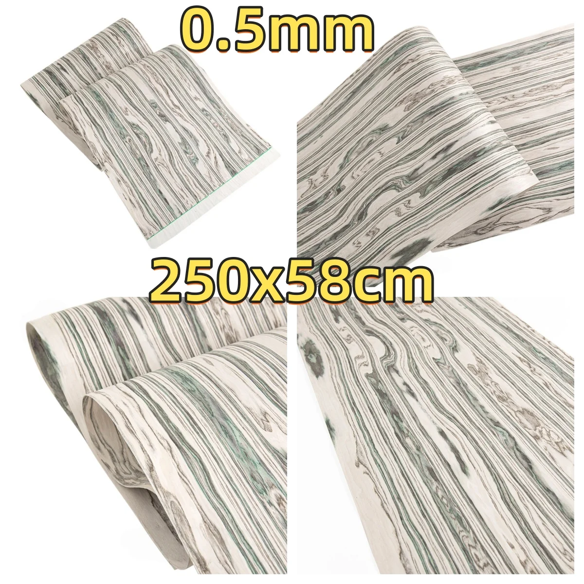

Jade wood tech veneer, 0.4-0.5mm, 250x58cm, for display cabinet veneering & model making.(Backing Non-woven Fabric)