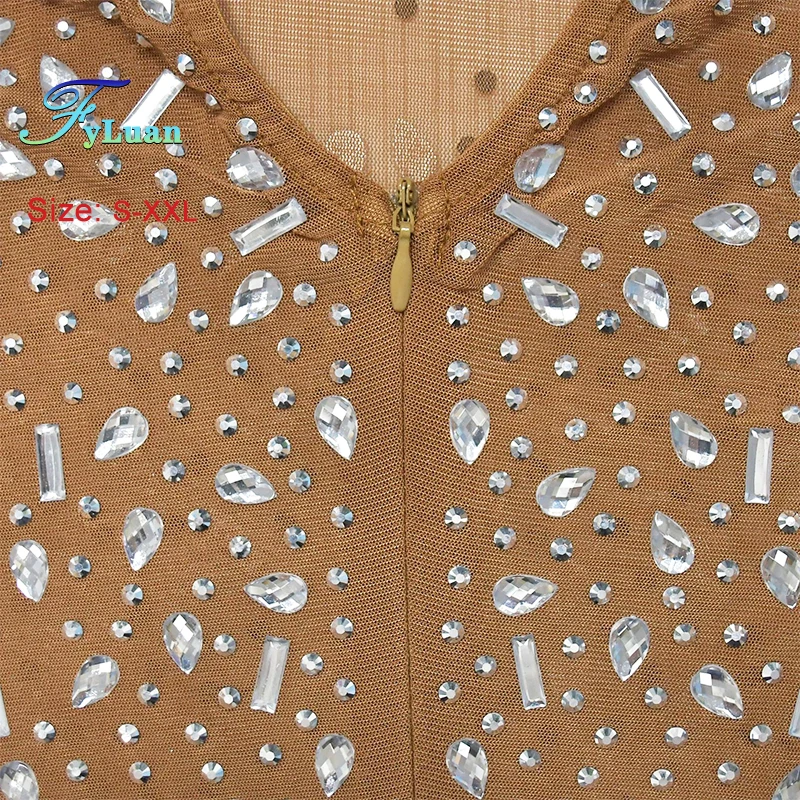 European American Fashionable Rhinestones Fashion Sexy Slim Women's Long Dress Nightclub Evening Birthday Floor-Length Prom Gown