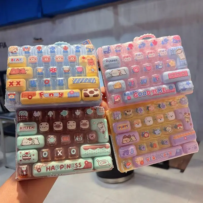 Creative Healing Series Transparent Double Color Mood&Supply Station 26 Grid Decompression Keyboard Keychain