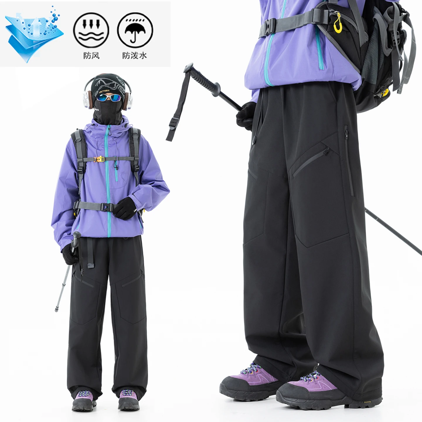 Pantalones de asalto de Montañismo al aire libre de otoño, ropa de trabajo informal para hombres, pantalones de pierna recta, pantalones de secado rápido de terciopelo de tres pruebas para jóvenes