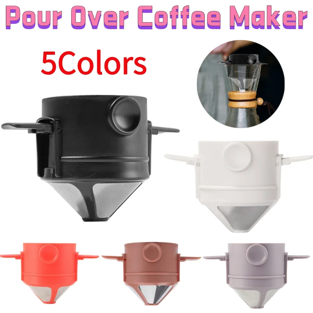 Pour Over Coffee Maker Portable Collapsible Coffee Maker Stainless Steel Coffee Filter No Filter Paper For Drip Coffee&Tea