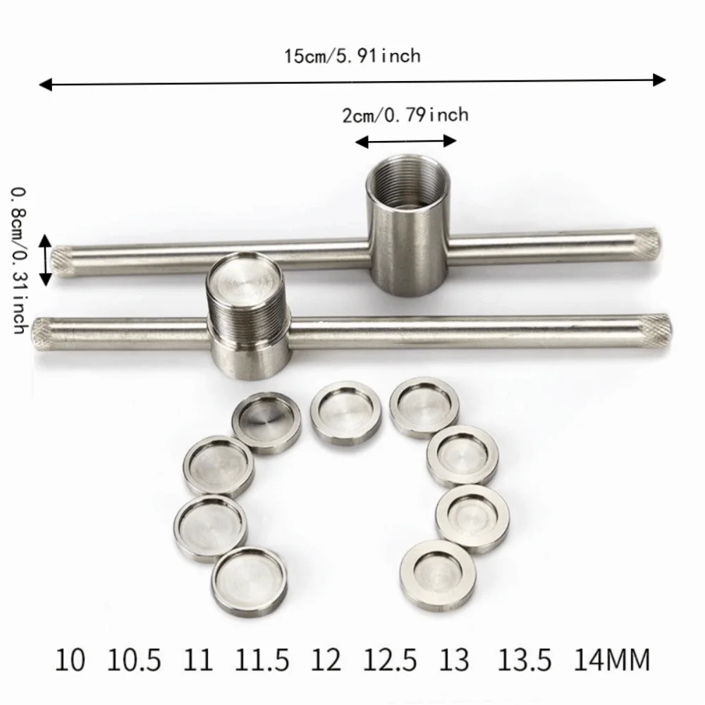 11PCS Stainless Steel Billiard Cue Tip Shaper Tip Compressor Design Threaded Pool Cue Tip Compressor 10mm to 14mm