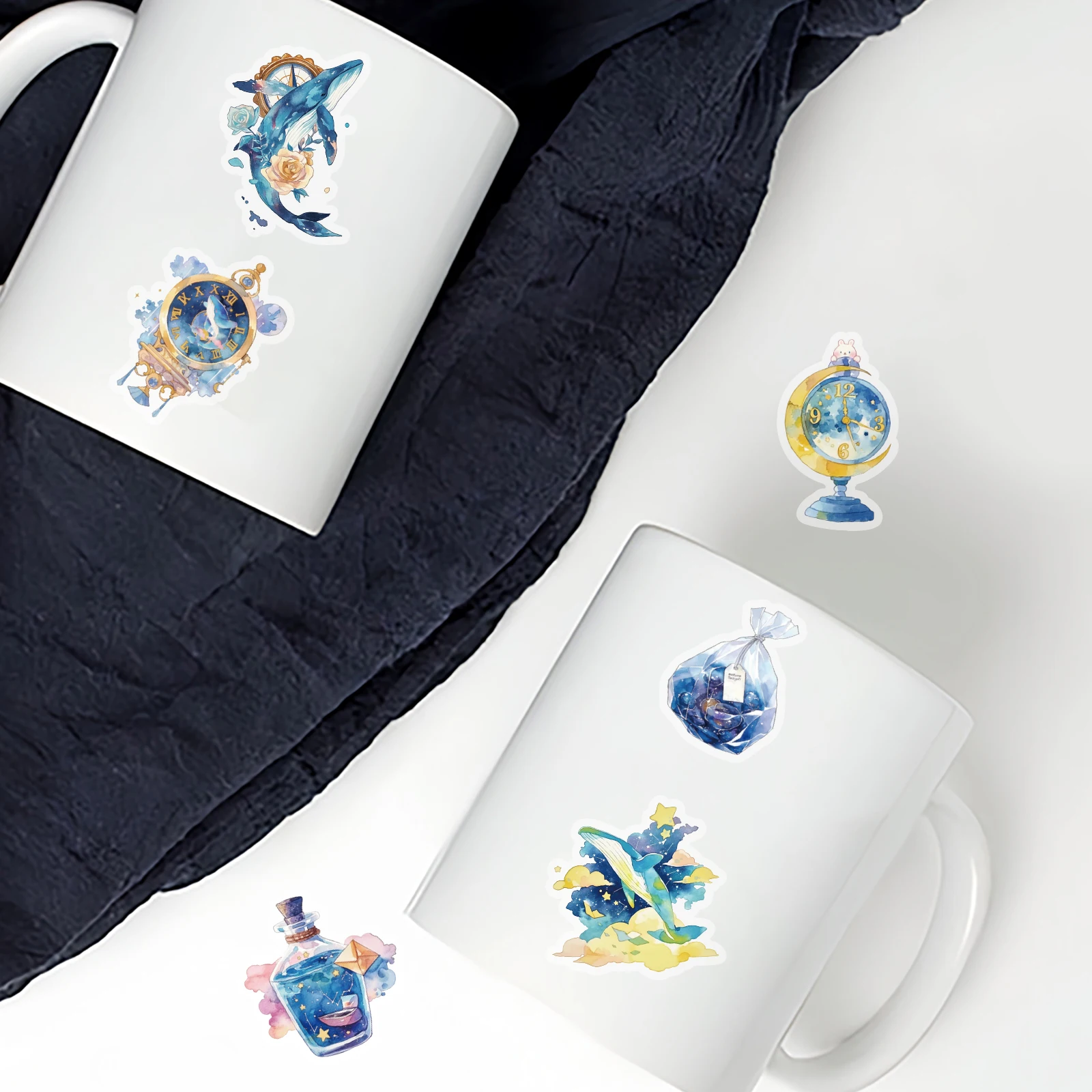 20pcs Blue Whale Tidal Pattern Decal for Notebooks, Water Bottles, Suitcases, Guitars, Handmade Scrapbooks, Kids Stickers