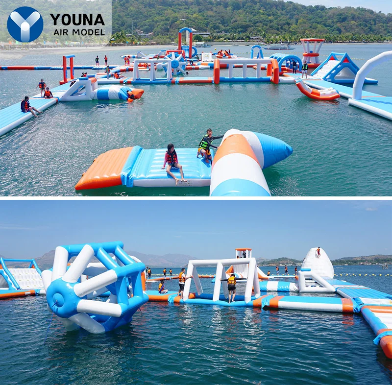 Inflatable water park for adults Custom Commercial Flying Combo Inflatable Water obstacle course Games Floating Toy Water Slide