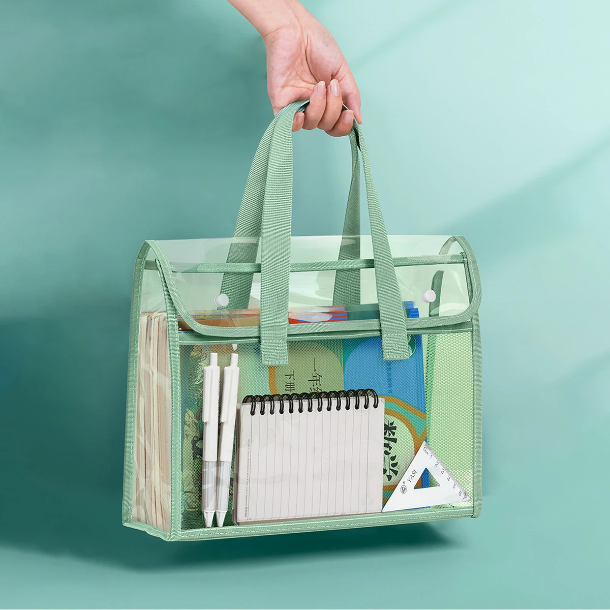 Foldable Waterproof Book Storage Box, Large Capacity Book Organizer for Students Home School Dormitory, Portable PVC Book Bag view 4