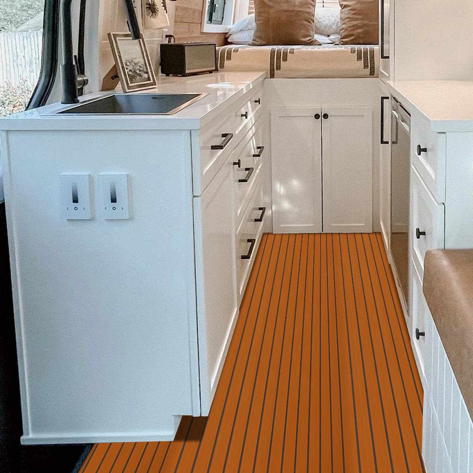 Estera de suelo marino de espuma EVA, autoadhesiva, impermeable, antideslizante, 106.0 x 35.0 in, 6mm de espesor, para cubierta marina, RV, yate