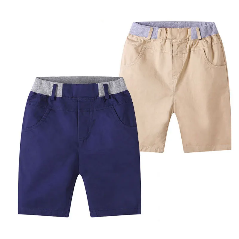 Summer Boys Shorts Solid Color Children\'s Cargo Pants Teenager School Capris Woven Baby Casual Pants Kids Trousers Clothing