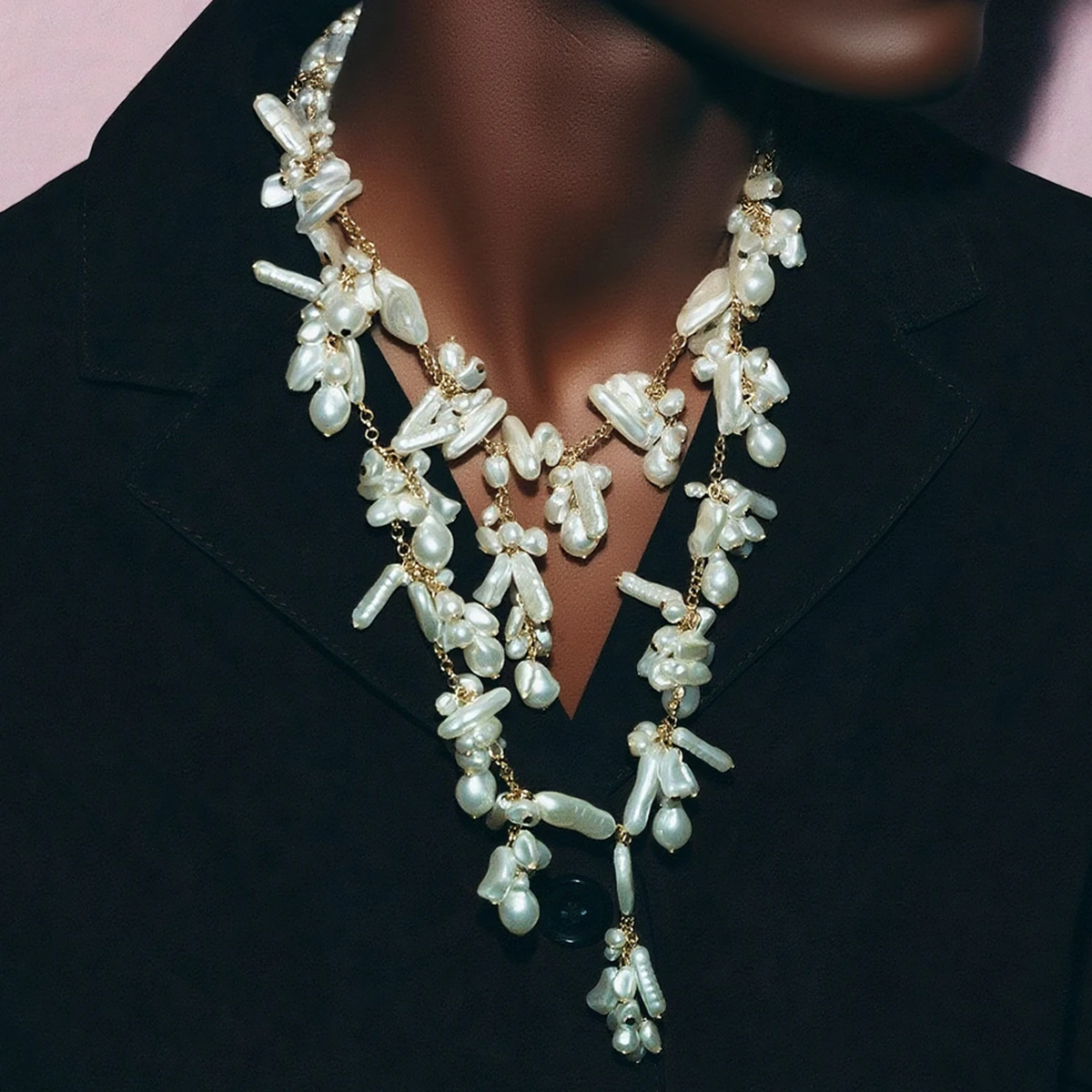 

ZAA Vintage Handmade Baroque Imitation Pearls Necklaces for Women Holiday Party Jewelry Neck Accessories