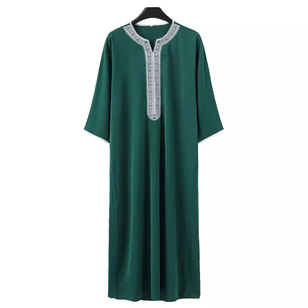 

Eid Muslim Long Sleeve Gown Ramadan Robe Morocco Embroidery Abaya Batwing Kaftan Islam Dubai Arab Loose Modest Spliced 2025 New