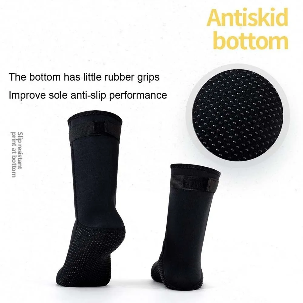 

1 пара черных носков для дайвинга толщиной 3 мм, длинные неопреновые носки для взрослых, нескользящие ботинки для дайвинга и серфинга 38-46, упражнения для йоги