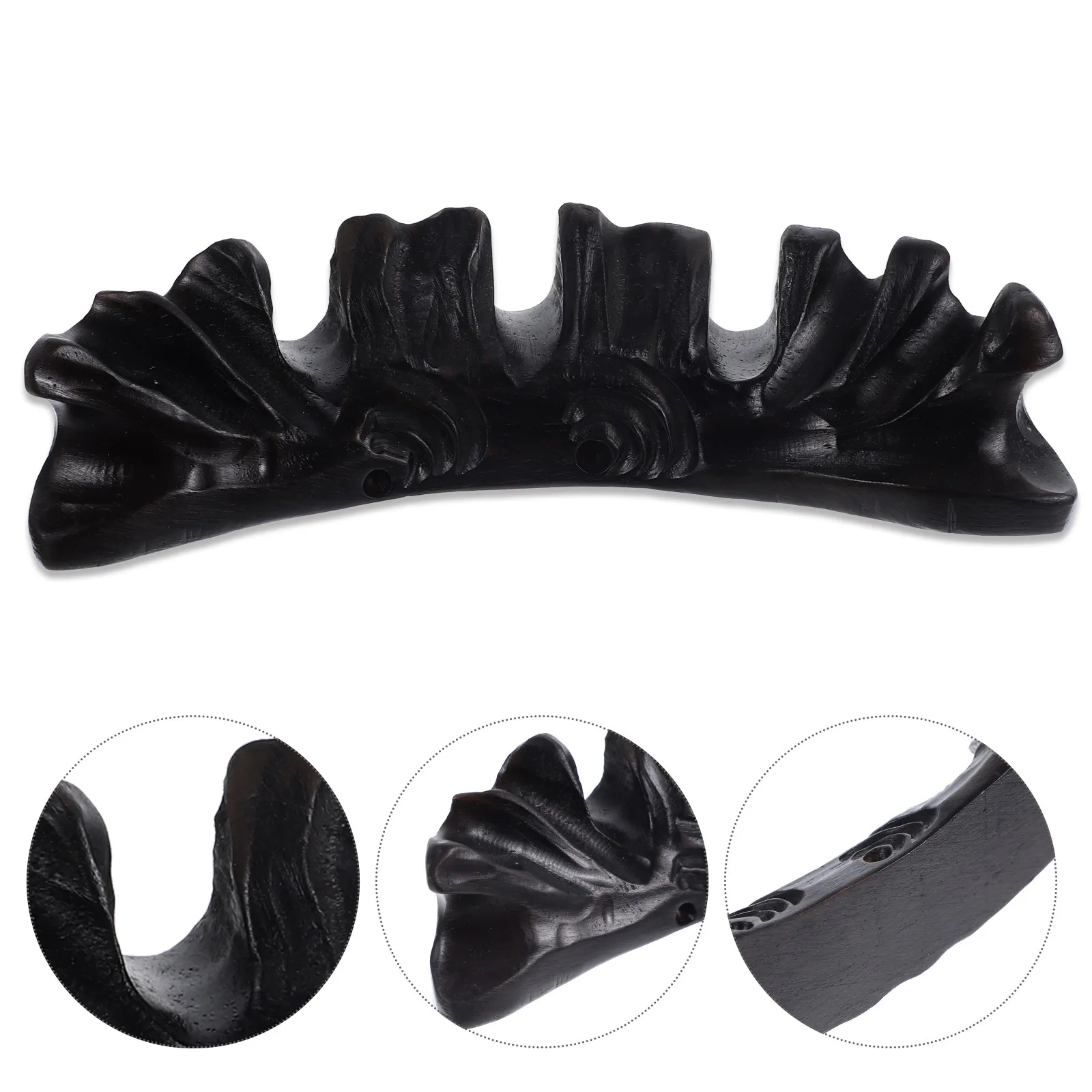 

1Pcs Ebony Pen Rack Unique Shape Solid Wood Brush Holder Hand-Polished Glossy Finish Paperweight Writing Brush Shelf Desk Decor