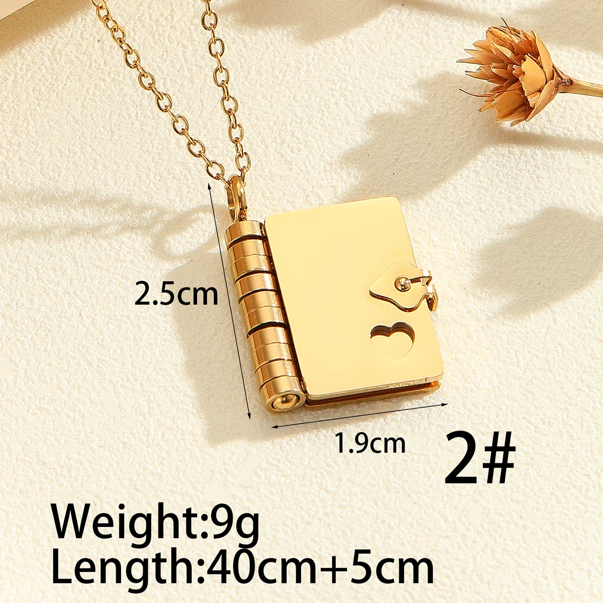 1Pcs 18K Plated Stainless Steel Simple High-End Openable Couple Book Pendant Necklace