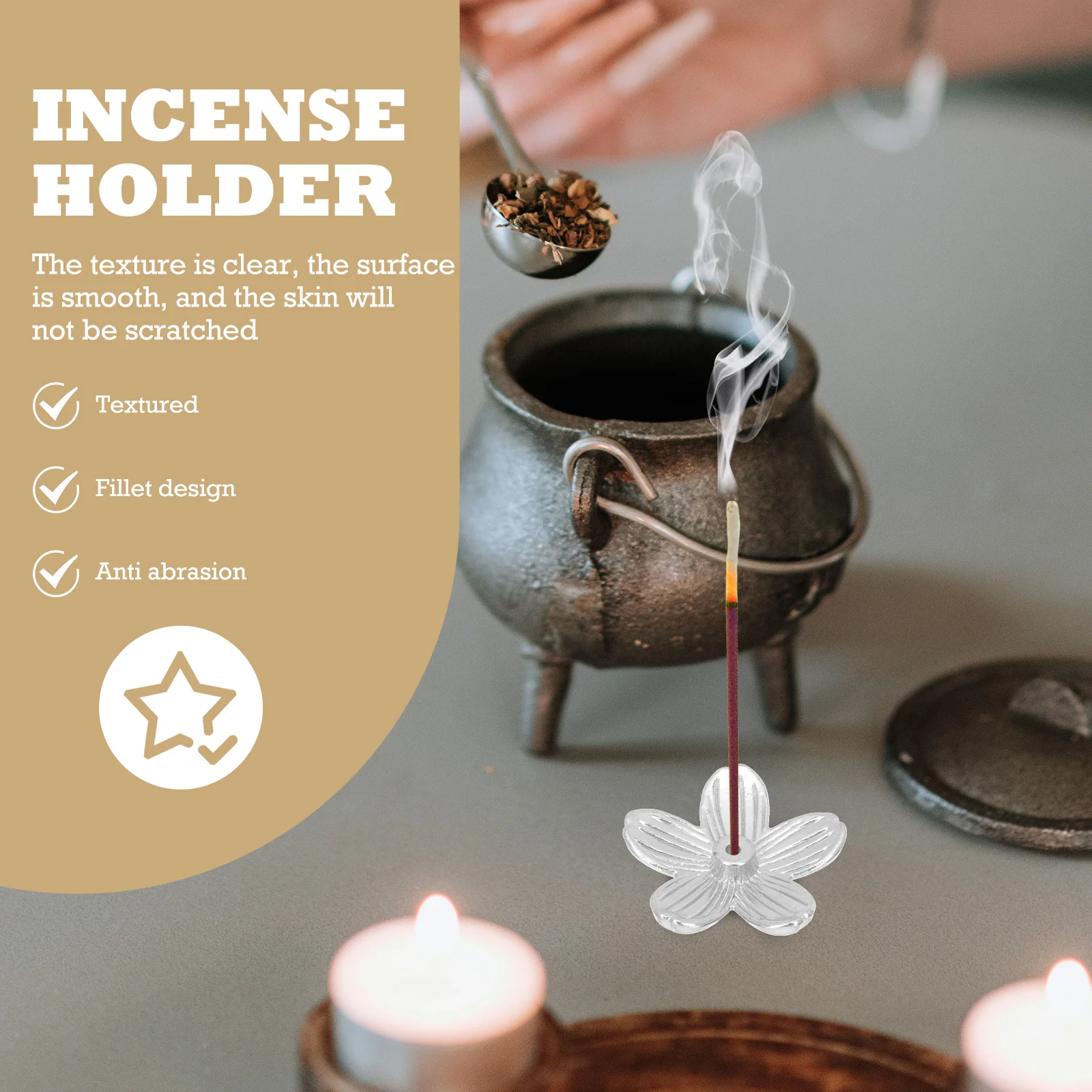 

4pcs Line Incense Stand Copper Incense Holder Cherry Blossom Design Small Desktop Censer For Home Office Decor Burner Plate