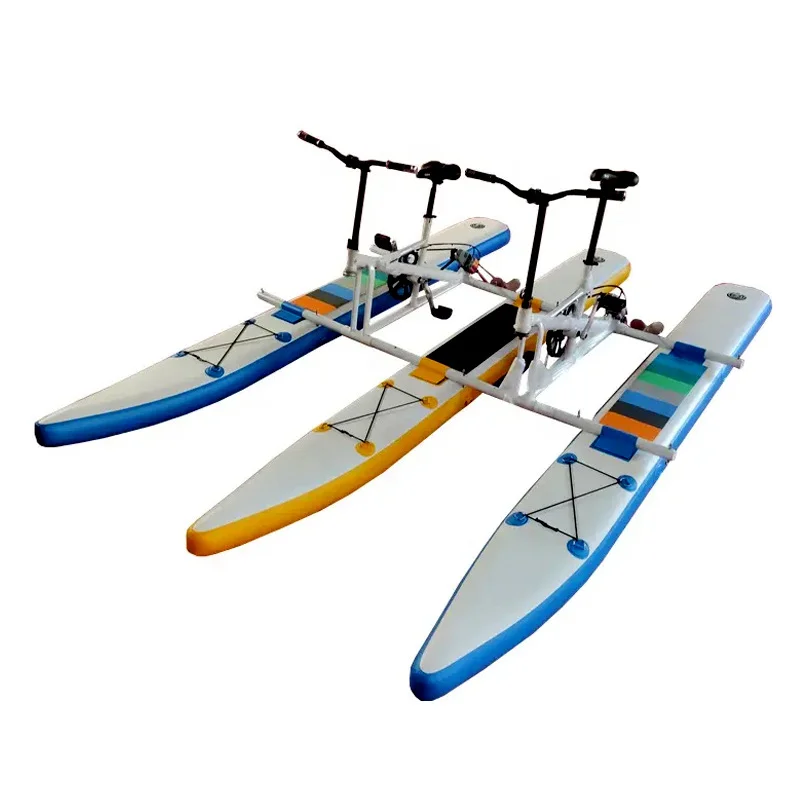 OEM factory direct one person two person outdoor water  inflatable floating bicycle  pedal boat water bike