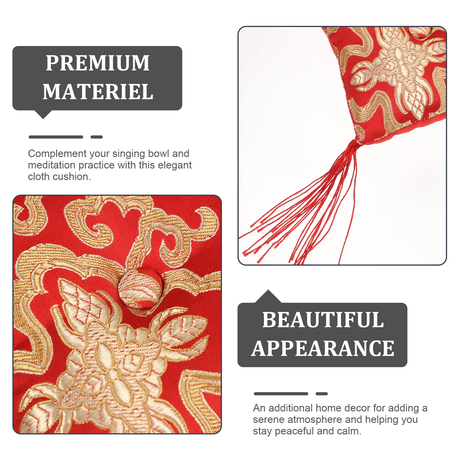 チベットのシンギングボウルクッション赤い布パッド瞑想ヨガサウンドヒーリングセラピー仏教儀式楽器用