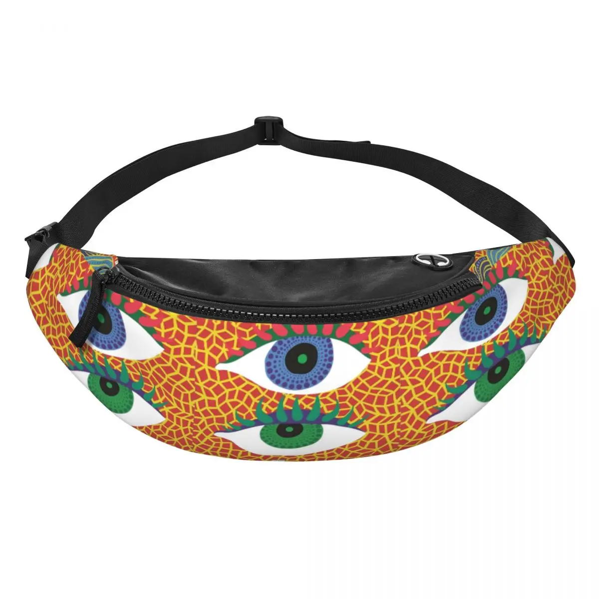 Eye Yayoi Kusama Fanny Pack personalizado para homens e mulheres, bolsa de cintura crossbody para correr, bolsa de dinheiro, legal, abstrato, visão, pintura, telefone