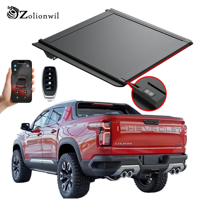Waterproof Aluminum 4x4 Roll up Roller Lid Truck Bed Tonneau Cover with Brake Light for chevy Colorado 2007 2025 2026