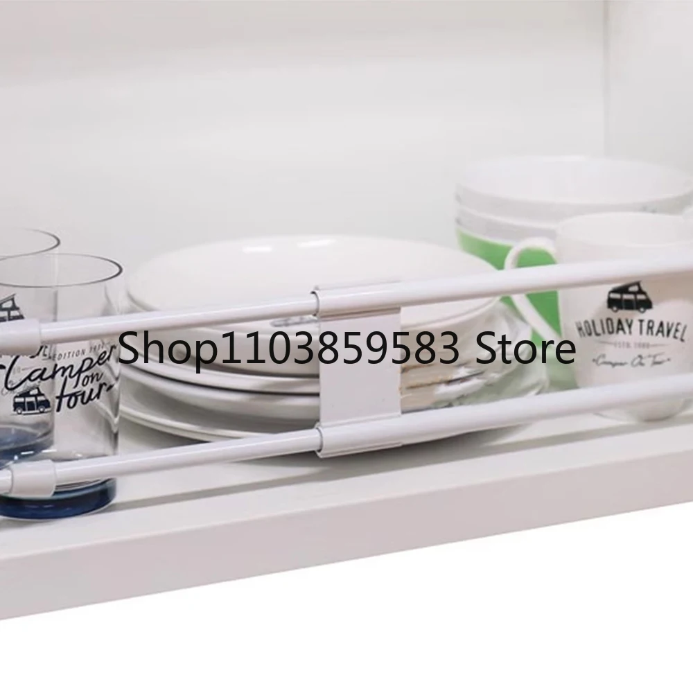 1Set Plastic RV Hanging Cabinet Fence with Rods for Camper Van Motorhome Caravan Prevents Dropping of Retrofitting Accessories