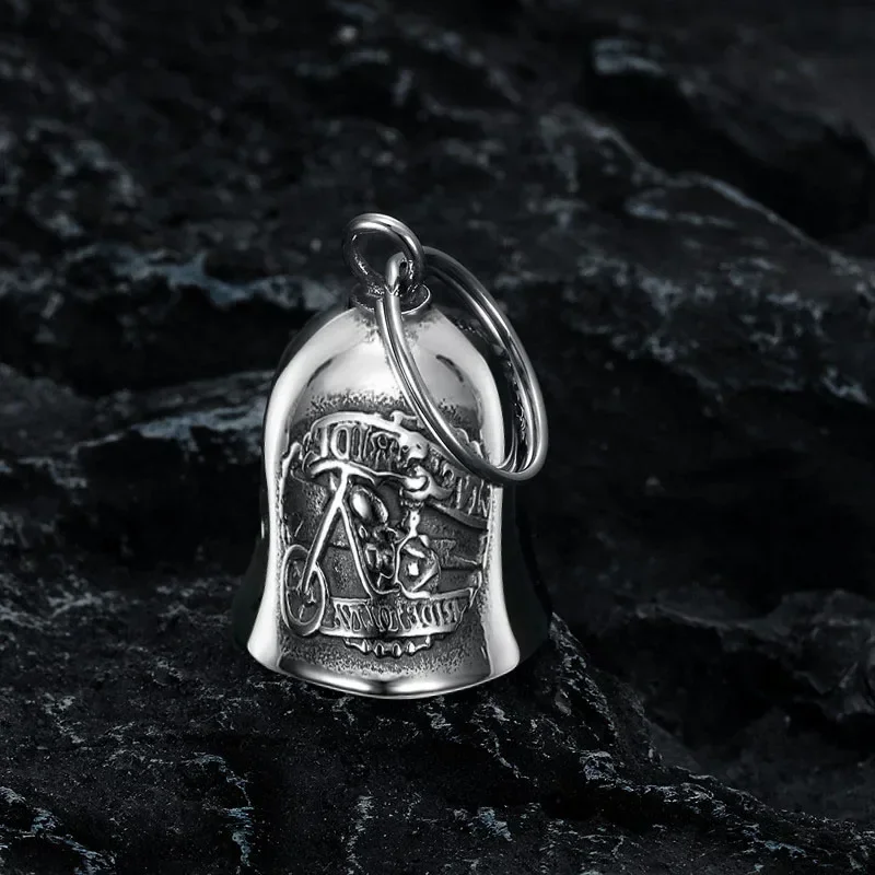 Vintage Punk Wings Motorcycle Character Lucky Bell Pendant Necklace or Keychain Fits All Motorcycle Motorcycle Accessories