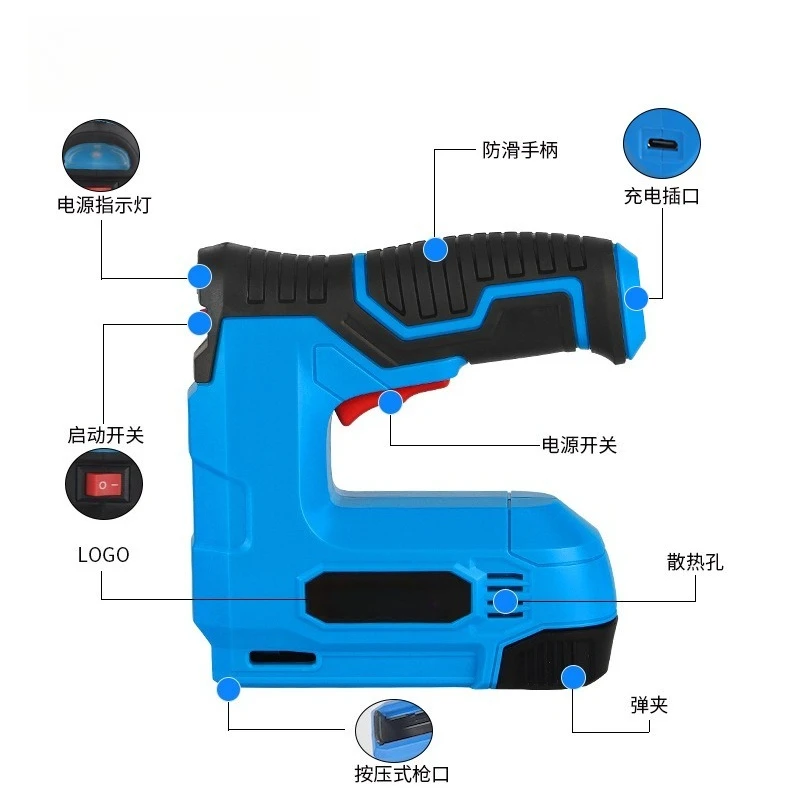 Cordless Electric Nail Gun, Rechargeable Staple Gun 1008/1013/F10, Household Woodworking Power Tool