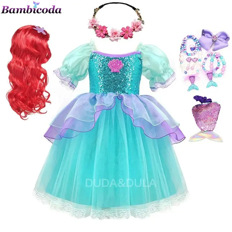 

Girls Little Mermaid Ariel Princess Dress Cosplay Costumes For Kids Baby Girl Mermaid Dress Up Sets Children Halloween Clothing