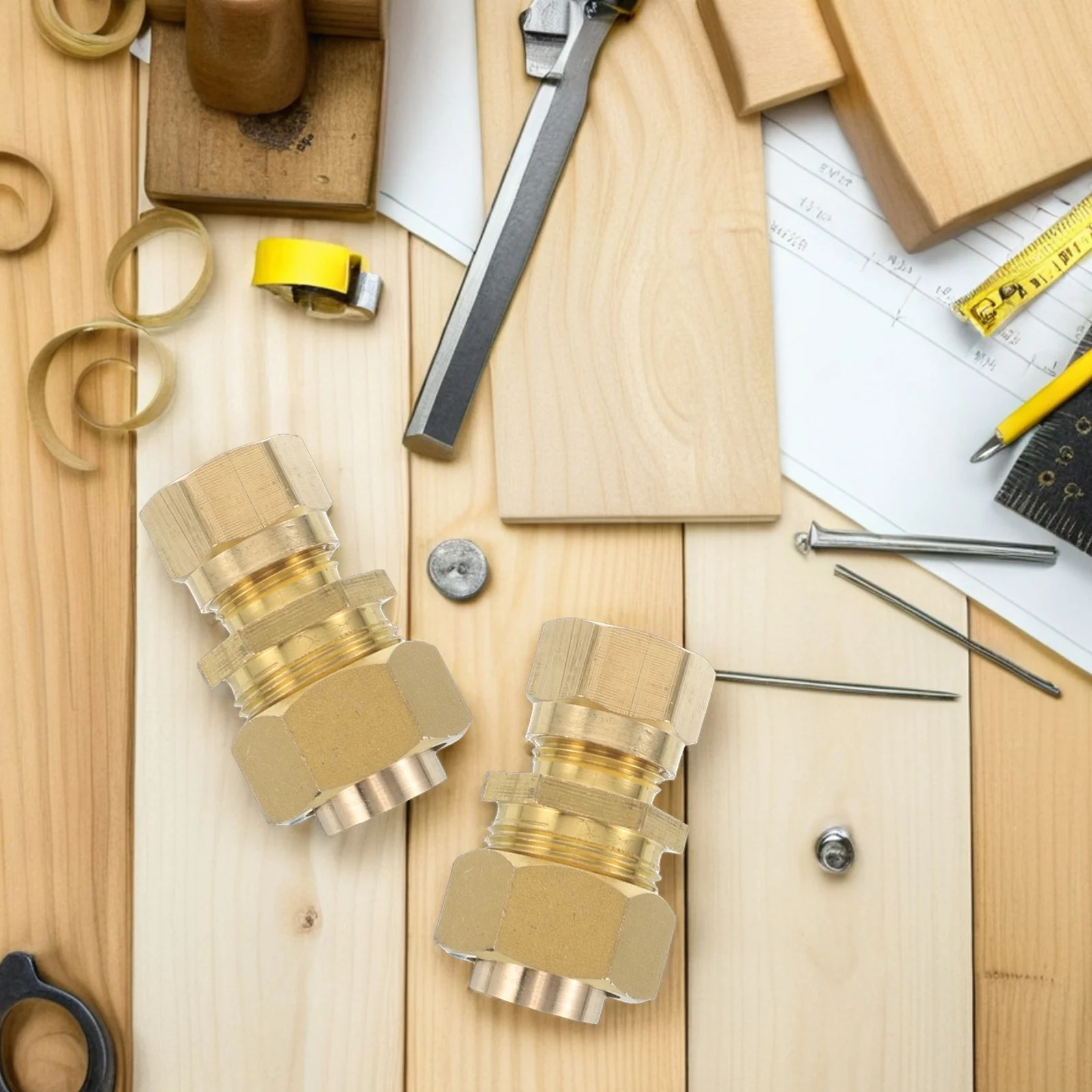 

2pcs 1/2 Inch Brass Compression Coupling Quick Connect Fitting For Gas Water Pipeline Hvac Plumbing Systems Straight Pipe