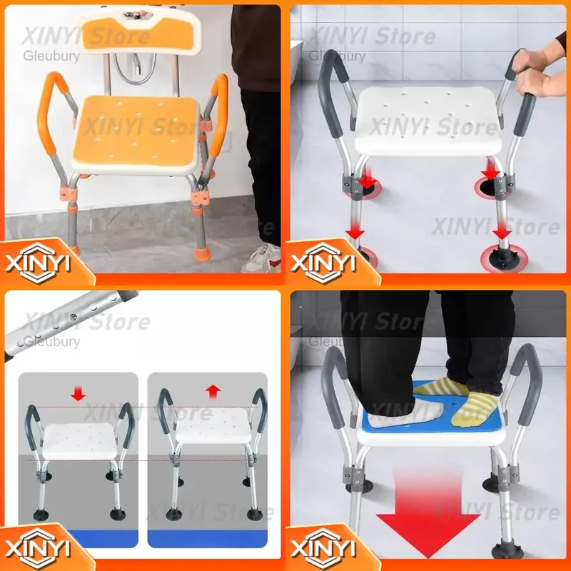 Folding Toilet Stool with Wheels for Portable Bathroom Use Square Folding Bench for Athroom Display Electric Cadeira Jack