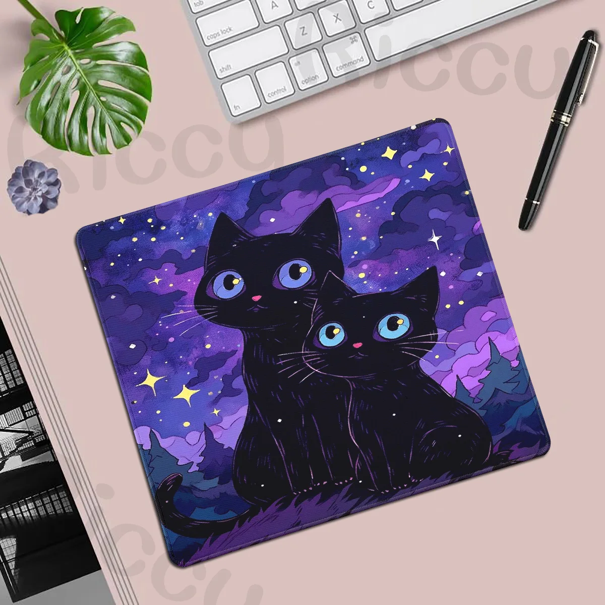 Starry Sky Black Cat Mousepad Office Computer Small Mouse Pad Table Big Keyboard Desk mat Laptop Non-slip Cushion Gaming Mat