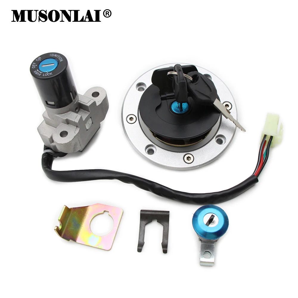 Motorcycle Fuel Gas Tank Cover Cap Ignition Switch Seat Lock Key Set For Suzuki GS500 2001 2002 2003 2004 2005 2006 2007-2012
