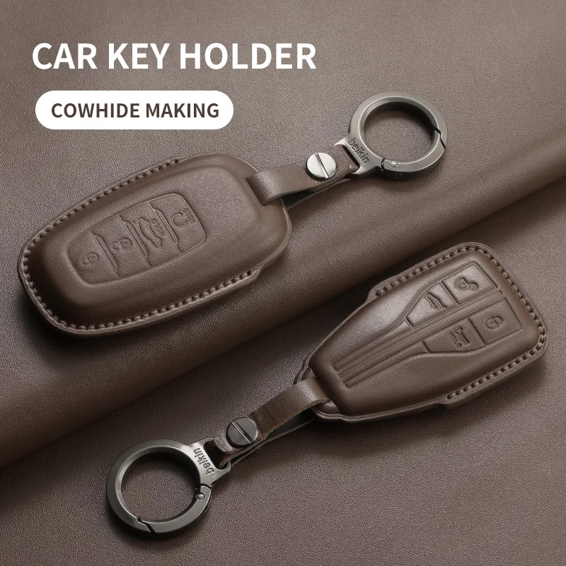 Leather Car Key Cover Case Shell For Hongqi H5 H7 H9 HS3 HS5 HS7 EHS9 L5 L9 Car Remote Key Case Protector Cover Keychain - Image 5