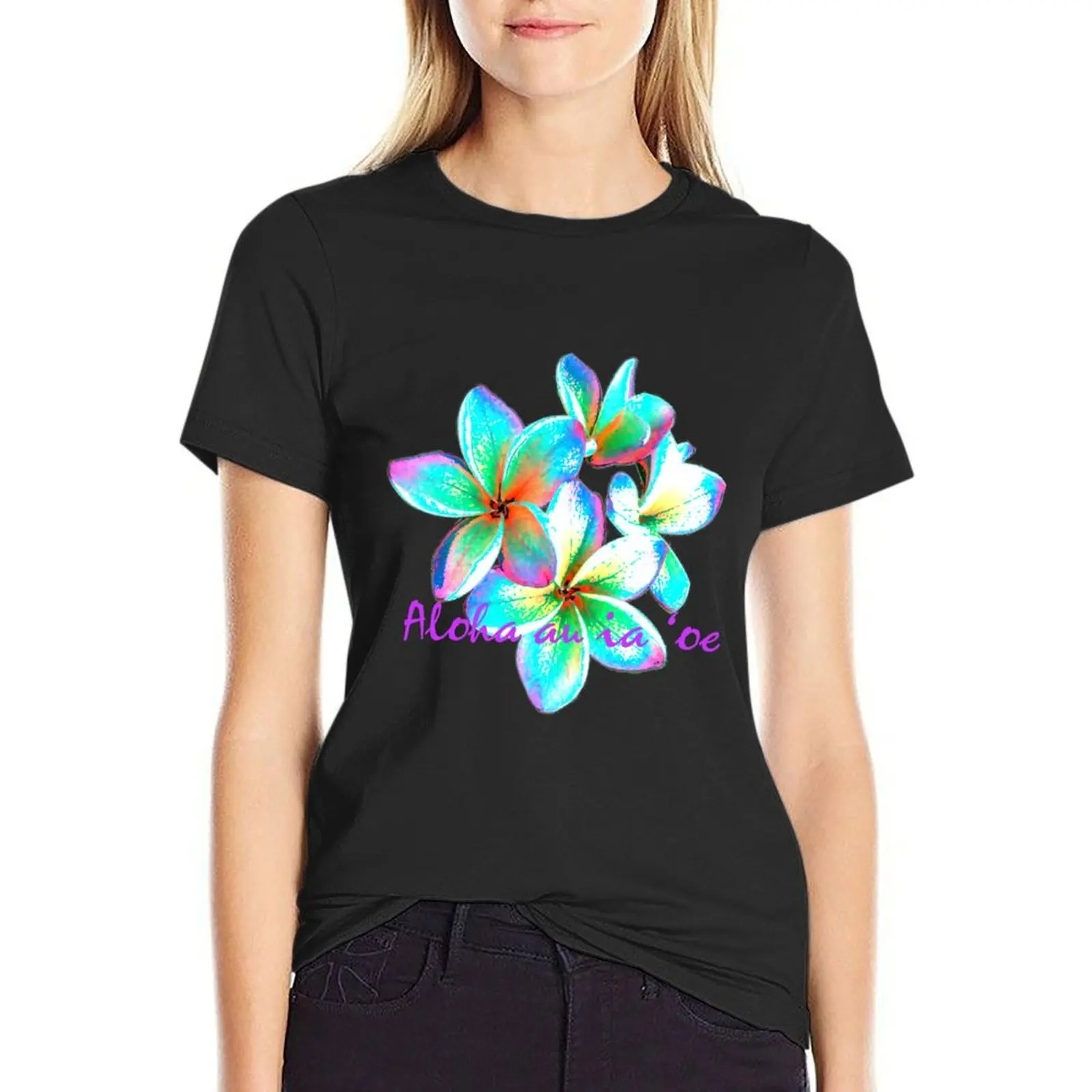 I love you in Hawaiian,Hawaiian Flower T-Shirt tees Aesthetic clothing Female clothing woman t shirt