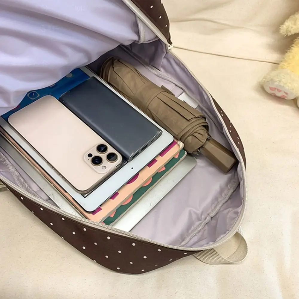 Nova bolinhas arco meninas mochila de náilon de grande capacidade estudante mochila anti-roubo multi-compartimento mochila de computador de viagem