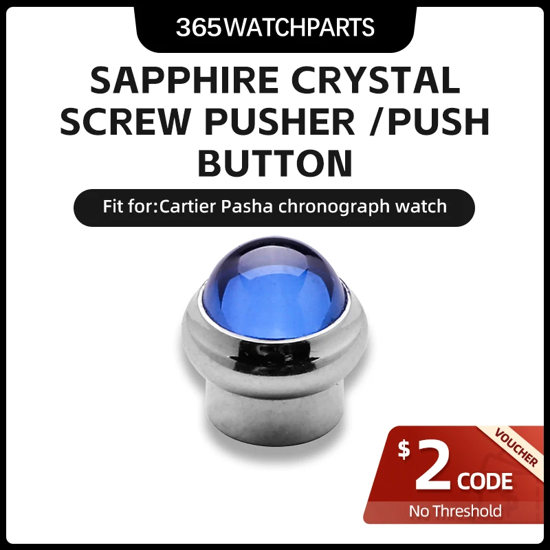 

Watch Head Crown Sapphire Crystal Screw Pusher /Push Button Accessories for Cartier Pasha Series Parts Tools 38-39mm