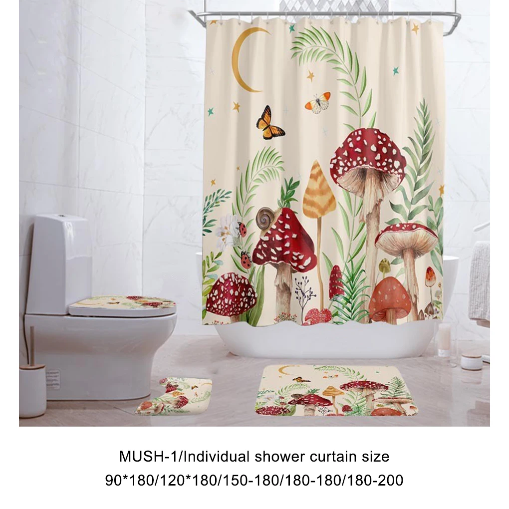 Polyester Cozy And Inviting Bathroom Ambiance Mushroom Shower Curtain Soft Stylish Shower Curtain For Bathroom